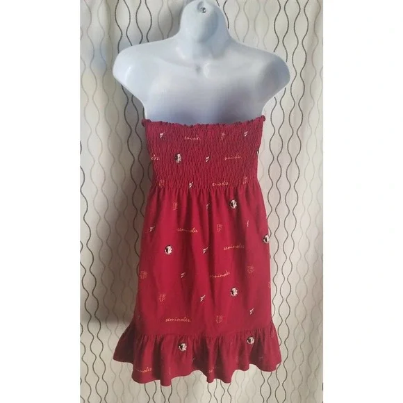 es COLLEGE CLASSICS SUNDRESS STRAPLESS FS Seminole Red White Strips Size XL - Picture 9 of 12